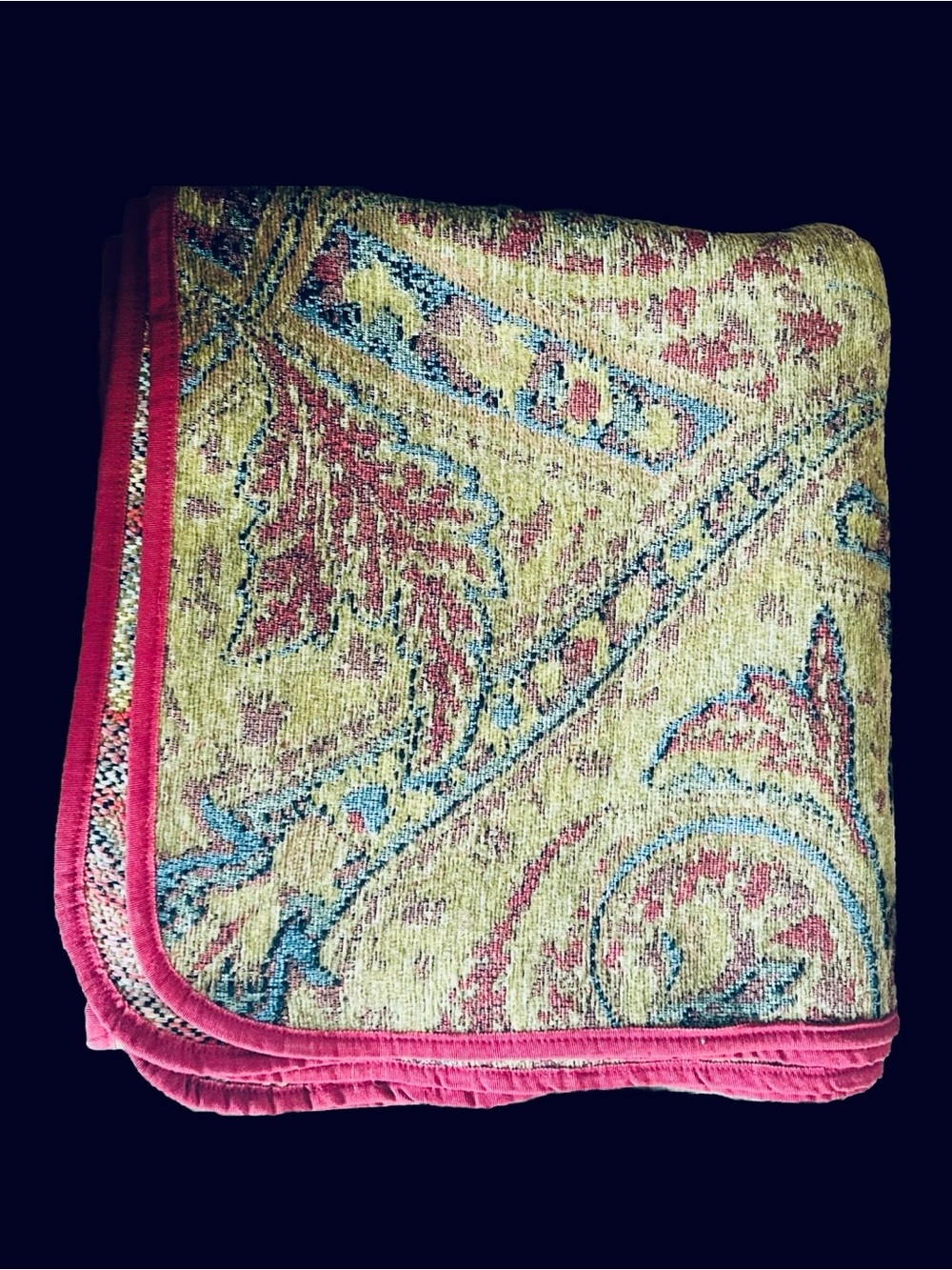 Paisley Jacquard Tapestry Rare Vintage IOSIS Paris Throw Wall Decor Yves Delorme